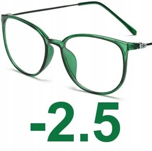Okulary kujonki korekcyjne minusy zielone -2.5 - Okulary korekcyjne, oprawki, szkła - miniaturka - grafika 1