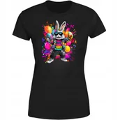 Koszulki i topy damskie - Koszulka damska Kolorowy Stylowy Zając Wielkanocny z jajkami Wielkanoc - miniaturka - grafika 1