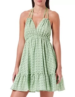 Sukienki - IZIA Damska letnia sukienka z dziurkowanym haftem, jasnozielona, XL, jasnozielony, XL - grafika 1