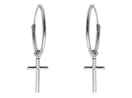 Kolczyki - Kolczyki srebrne koła 2cm z przywieszką krzyż k2948 - 2,2g. - miniaturka - grafika 1