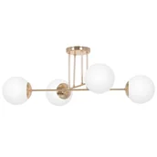Lampy sufitowe - Złota lampa sufitowa z czterema białymi kloszami K-5403 z serii LUMIA - miniaturka - grafika 1