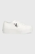 Trampki damskie - Calvin Klein Jeans tenisówki FLATFORM+ CUPSOLE LOW TXT damskie kolor biały YW0YW01033 - miniaturka - grafika 1