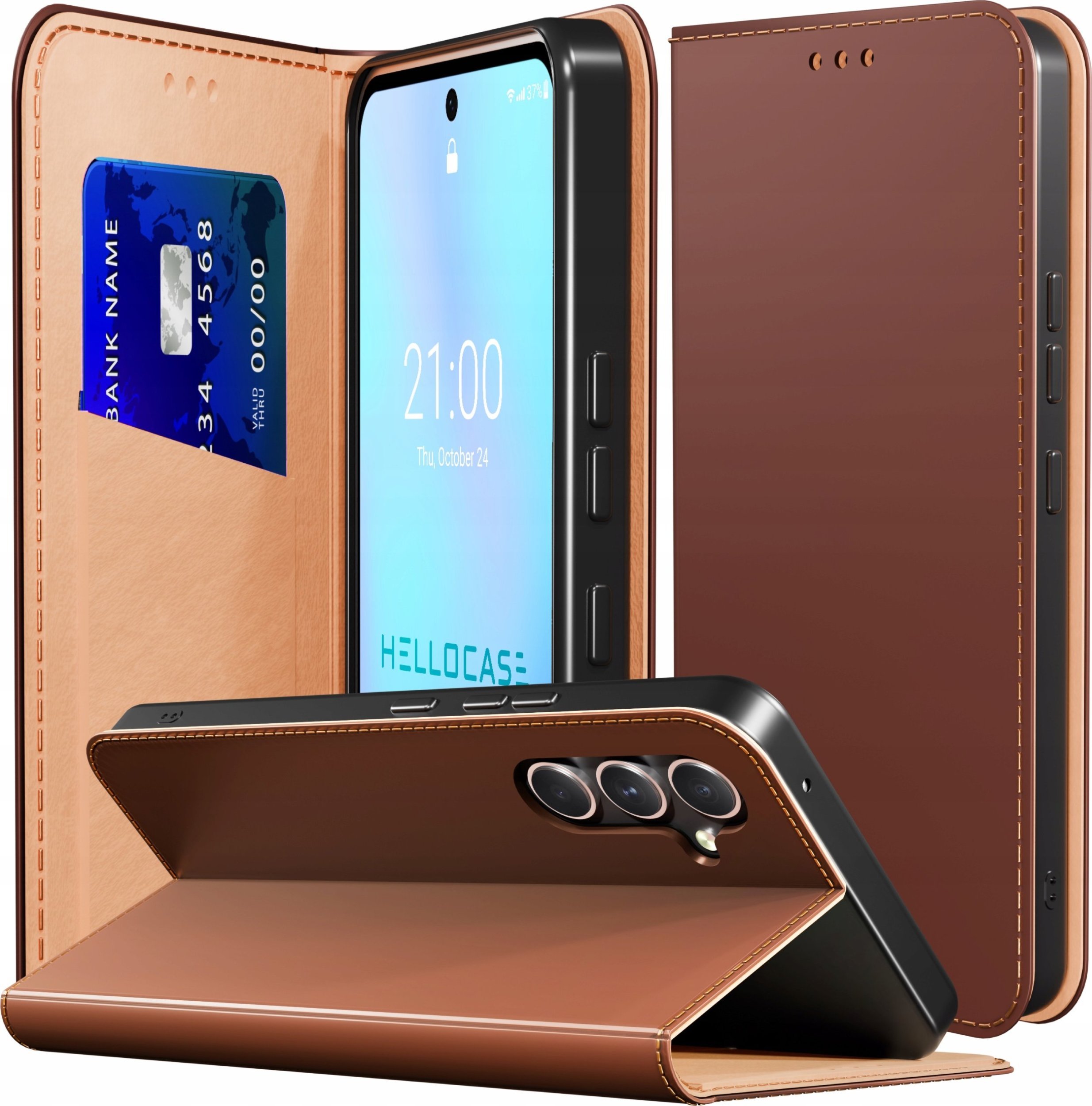 Etui z Klapką do Samsung Galaxy S25 Plus Skórzane, Magnetyczne, Brązowe