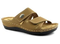 Klapki i japonki damskie - Wygodne klapki damskie ze skóry naturalnej - INBLU OE-02, piaskowe - Inblu - miniaturka - grafika 1