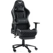 Fotele gamingowe - Fotel GAMVIS Phantom Large Czarny (białe elementy) + podnóżek - miniaturka - grafika 1