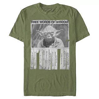 Koszulki męskie - Star Wars Młody męski T-shirt Words of Wisdom, zielony (Wojskowa zieleń), S - grafika 1