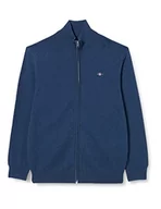 Kurtki męskie - GANT Męska kurtka z dzianiny Casual Cotton Zip Cardigan z dzianiny, ciemny JEANSBLUE melanż, standardowy, Dark Jeansblue melanż, XL - miniaturka - grafika 1