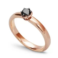 Pierścionki - Złoty pierścionek zaręczynowy czarny brylant mephisto różowe złoto Staviori - miniaturka - grafika 1