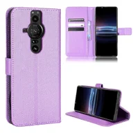 Etui i futerały do telefonów - Dla Sony Xperia Pro-1 Diamond Texture skórzany etui na telefon Fioletowy - miniaturka - grafika 1