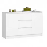 Komody - Komoda do salonu 120 cm K016 - Biała - 2 drzwi 3 szuflady - miniaturka - grafika 1