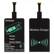 Ładowarki do telefonów - Zestaw ładowarki Qi i bezprzewodowy odbiornik ładowania Micro-USB — czarny - miniaturka - grafika 1