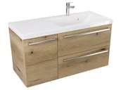 Szafki łazienkowe - Szafka Wisząca Z Umywalką ATHD 90 cm D Prawa - Dąb Evoke Coast Mat - Uchwyty Stal Szczotkowana - miniaturka - grafika 1