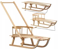 Sanki i ślizgacze - POLSKIE SANKI DRWNIANE Oparcie Pchacz dla dzieci Solidne Tradycyjne - miniaturka - grafika 1