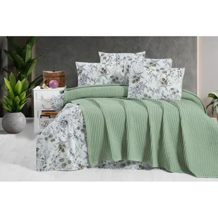 Zielona bawełniana narzuta 220x240 cm Waffle – Mila Home - Narzuty - miniaturka - grafika 1