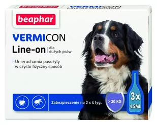 Beaphar VERMICON Line-on Pies L powyżej 30kg pipeta 3 x 4,5ml) - Artykuły przeciw pasożytom - miniaturka - grafika 1