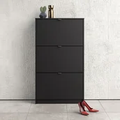 Szafki na buty - Szafka na buty TVILUM Roma 3D, czarna, 24x70x162 cm - miniaturka - grafika 1