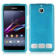 Etui i futerały do telefonów - Sony cador Abo TPU etui ochronne do Xperia E1 (1. SIM) etui Case Cover silikonowe w kolorze o wyglądzie szczotkowanej (Brushed ze stali nierdzewnej), turkusowy DE-105084 - miniaturka - grafika 1