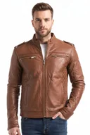 Kurtki męskie - Kurtka męska skórzana Blue Wellford Brisbane jasno brązowa-M - miniaturka - grafika 1