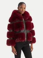 Płaszcze damskie - YES LONDON Futro ECO/031 Bordowy Regular Fit - miniaturka - grafika 1