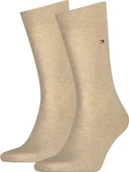 Skarpetki męskie - Skarpety męskie TOMMY HILFIGER, 2-pak - Classic, pończochy, gładkie beżowe 47-49 - miniaturka - grafika 1