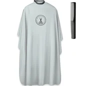 Peleryny fryzjerskie - TEMU Modne szare fartuchy fryzjerskie z wzorem nożyczek, zapinany na guziki nieprzywierający fartuch do salonu, wysokiej jakości przedłużony peleryna - miniaturka - grafika 1