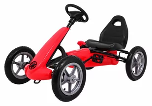 Duży Gokart na Pedały Gumowe Pompowane Koła Regulacja Czerwony - Jeździki dla dzieci - miniaturka - grafika 1