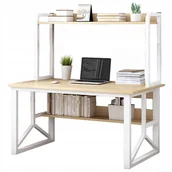 Biurka - Biurko komputerowe z półkami praktyczne jasny dąb 120 cm - miniaturka - grafika 1