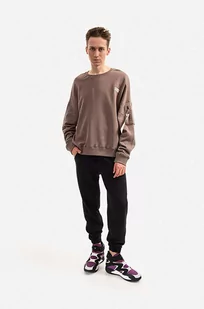 Alpha Industries bluza bawełniana męska kolor brązowy gładka 118317.628-BRAZOWY - Bluzy męskie - miniaturka - grafika 1