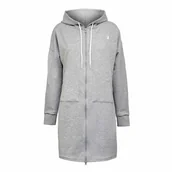 Bluzy damskie - Długa bluza rozpinana damska z kapturem tunika szara Captain Mike L - miniaturka - grafika 1