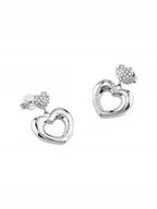 Kolczyki - Guess CRAZY IN LOVE srebrne kolczyki serduszka JUBE05209JW-RH - miniaturka - grafika 1