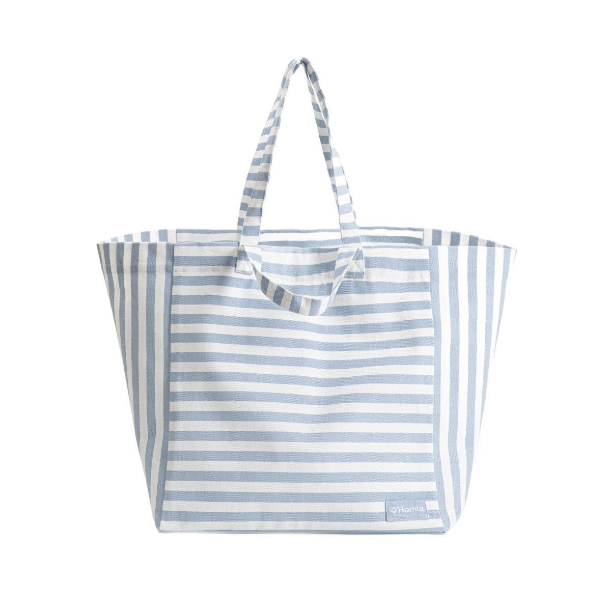 HOMLA Torba plażowa TAVI bawełniana w niebieskie paski 40x42x30cm