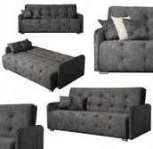 Sofy i kanapy - Wersalka Sofa Kanapa Rozkładana z Funkcją Spania Welurowa Szara ARIA - miniaturka - grafika 1