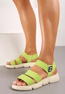 Sandały damskie - Zielone Płaskie Wsuwane Sandały z Elastycznym Paskiem Rivaine - miniaturka - grafika 1