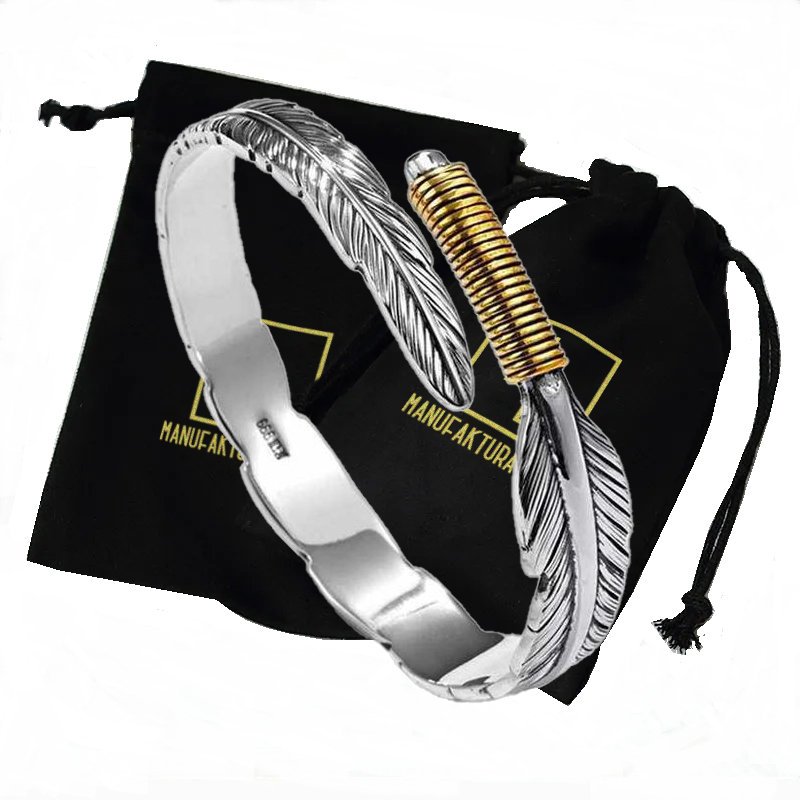 Bransoletka Srebrna Damska Pióro Piórko Skrzydła Anioła Prezent 925 Manufaktura Łącka