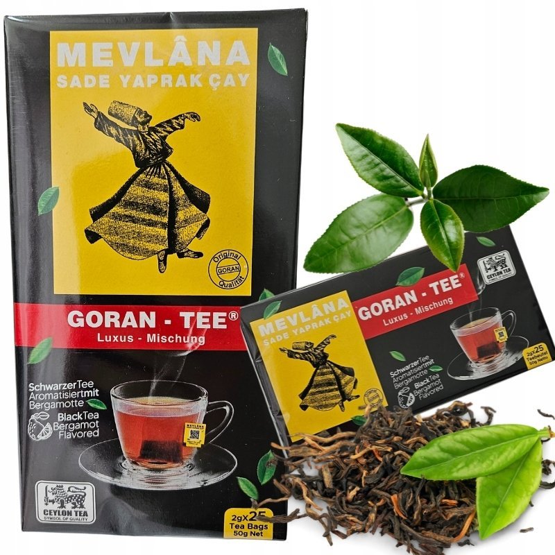 Oryginalna Cejlońska Herbata Czarna Mevlana Goran Tee 25 Torebek