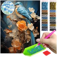 Zabawki kreatywne - Haft Diamentowy ARTULIO, Obraz DIY 5D, Diamond Painting, Mozaika Diamentowa 30X40cm (Ptak pośród kwiatów) + Zestaw Akcesoriów - miniaturka - grafika 1
