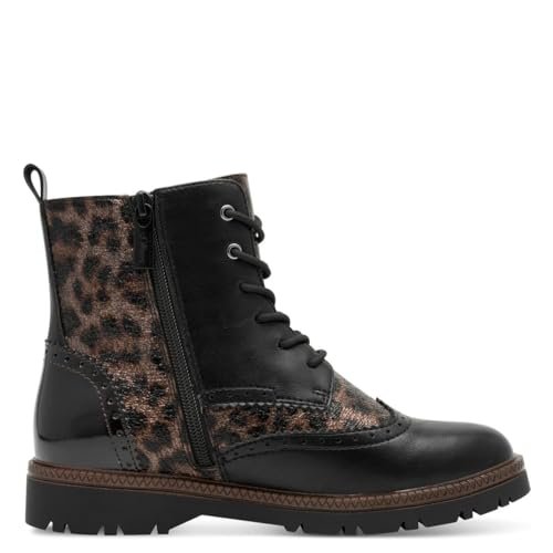 s.Oliver Damskie sztyblety Lace Boot Flat 5-25232-43, Leopard Comb, 38 EU, Leopard Comb, 38 EU