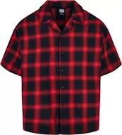 Koszule męskie - Urban Classics Męska koszula Loose Checked Resort, czarny/czerwony, S - miniaturka - grafika 1