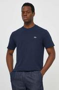 Koszulki męskie - Lacoste t-shirt bawełniany męski kolor granatowy gładki - miniaturka - grafika 1