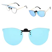 Akcesoria do okularów - Nakładki przeciwsłoneczne polaryzacyjne na okulary korekcyjne kocie NA-183D niebieskie - miniaturka - grafika 1