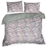 Pościel - Pościel satynowa ESPRIT 160x200 Eurofirany miętowa pomarańczowa w kwiatuszki + geometryczny rzucik - miniaturka - grafika 1