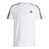 Płaszcze męskie - adidas, Essentials Single Jersey 3 Stripes, T-shirt, biały/oliwkowy płaszcz, XL, męski - miniaturka - grafika 1