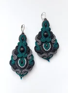 Kolczyki - Kolczyki sutasz szaro-czarno-zielone - miniaturka - grafika 1