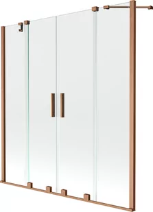 Mexen Velar Duo parawan nawannowy 2-skrzydłowy przesuwny 150 x 150 cm, transparent, miedź szczotkowana - 896-150-000-02-65 - Parawany nawannowe - miniaturka - grafika 1
