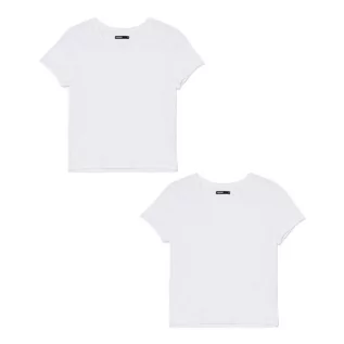 Koszulki i topy damskie - Cropp - 2 pack białych gładkich T-shirtów - Biały - grafika 1