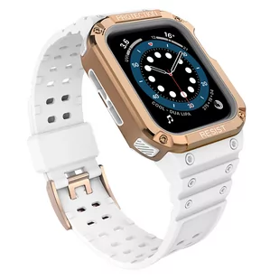 Protect Strap Band opaska z etui do Watch 7 / 6 / 5 / 4 / 3 / 2 / SE (41 / 40 / 38mm) obudowa pancerny pokrowiec na zegarek biały - Akcesoria do smartwatchy - miniaturka - grafika 1
