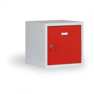 Alfa 3 Pojedyńcze schowki 400x400x400 mm, korpus szary, drzwi czerwone 126343 - Szafy i regały magazynowe - miniaturka - grafika 1