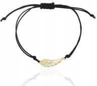 Bransoletki - Bransoletka złota sznurkowa zaciągana SKRZYDŁO skrzydełko wings srebro 925 - miniaturka - grafika 1