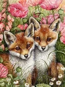 Dekoratorstwo - Haft Diamentowy Szczęśliwe Liski Dwa 40x50 - miniaturka - grafika 1