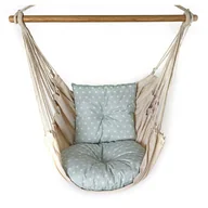 Huśtawki - Huśtawka hamak na taras z poduszkami niebieski + biały M3-P91 - miniaturka - grafika 1